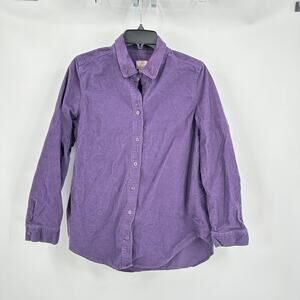 Chicos Womens Button Up Corduroy Top Size 1 US M Purple Elevated Basics Casual
